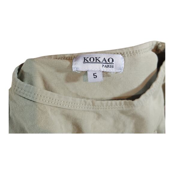 Kokao Paris Green Long Sleeve Crewneck T-shirt Ribbed Trim Casual Basic Girls' 5 - Picture 5 of 5